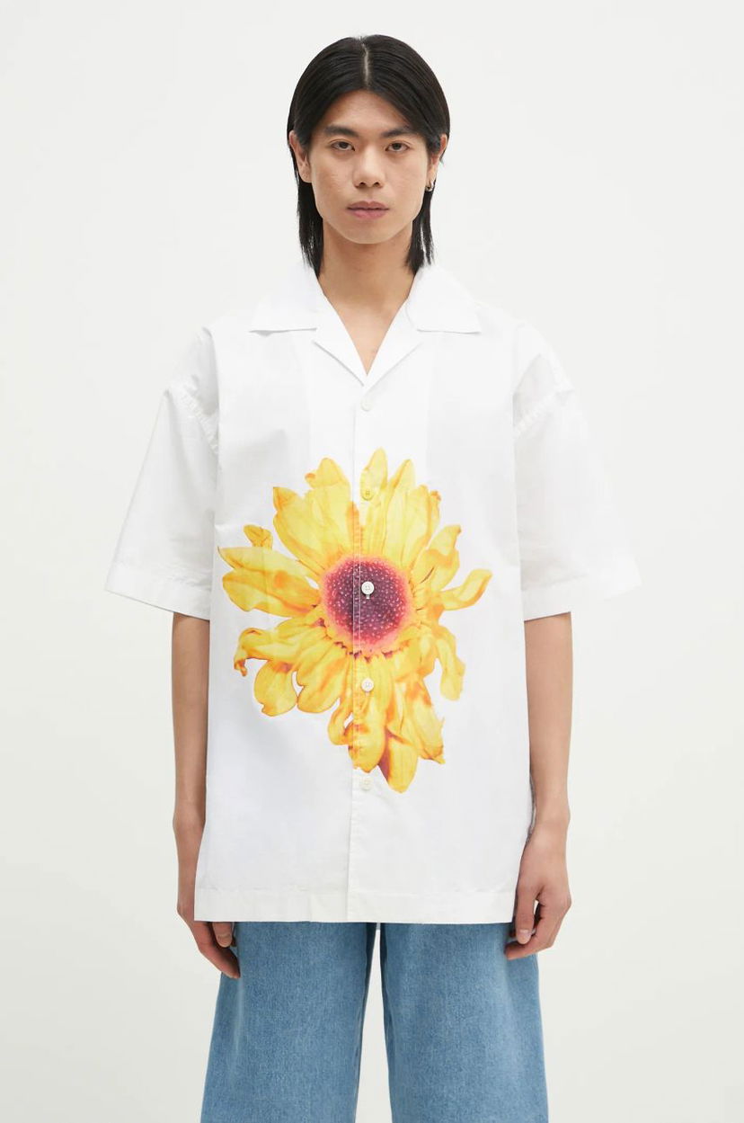 Košulja JW Anderson JW Anderson Relaxed Short Sleeve Shirt with Sunflower Print Bijela | SH0335.PG1667.001