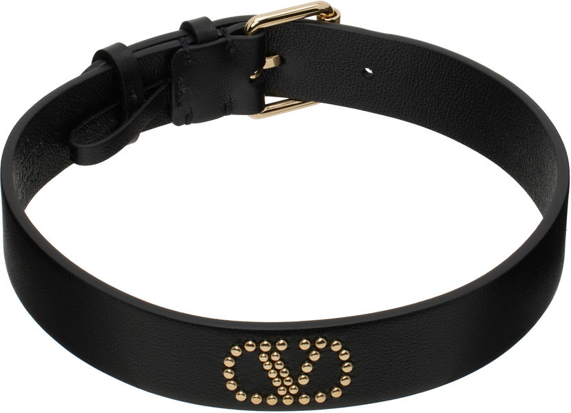 Pojasevi Valentino Valentino Garavani Signature VLogo Leather Choker Crna | 6W2J0Y53SYI
