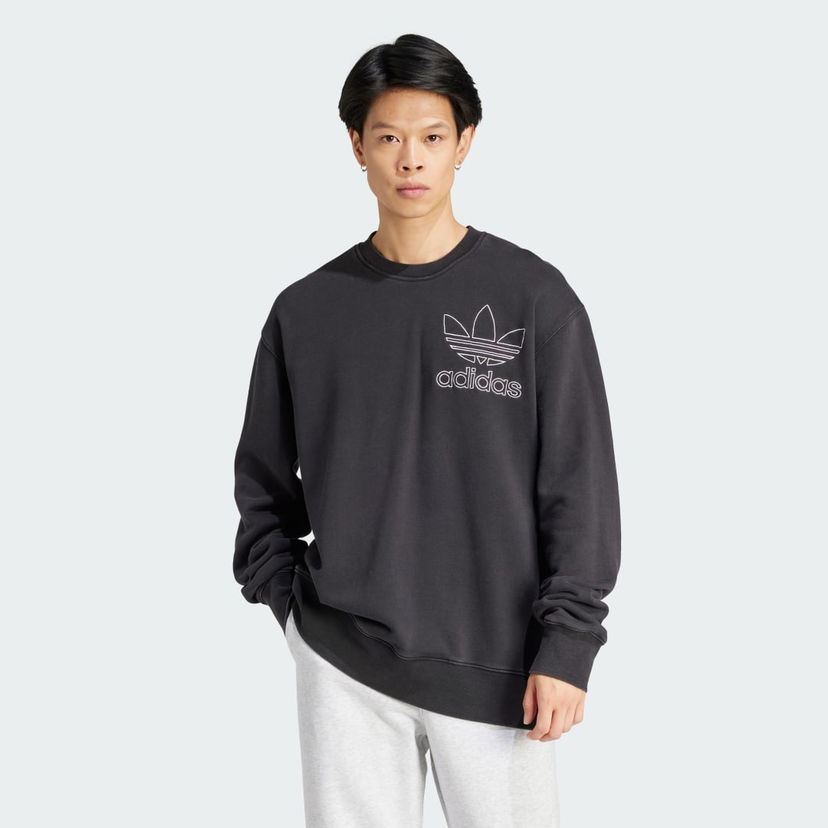 Džemper adidas Originals Adicolor Outline Trefoil Crewneck Crna | IU2350