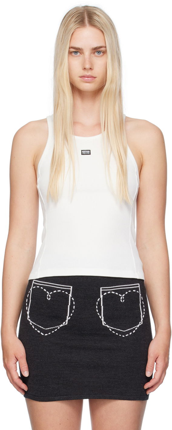Majica bez rukava Moschino Moschino Jeans Patch Tank Top Bijela | 242K10807