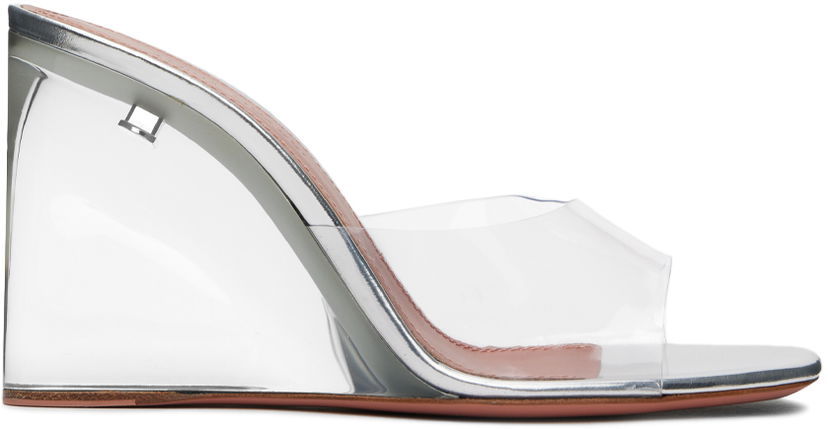 Dodaci Amina Muaddi Amina Muaddi Lupita Glass Wedge Sandals Metalik | LUPITA GLASS WEDGE PLEXI PVC