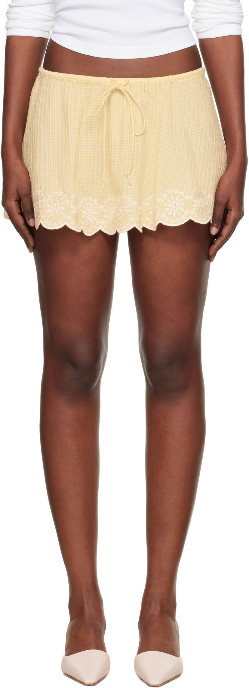 Suknja GUIZIO Guizio Maelle Gingham Miniskirt Žuta | P25304W167