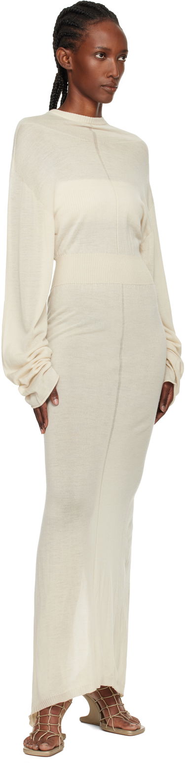 Haljina Rick Owens Concordians Knit Hooded Maxi Dress Bež | RP02E4649 M, 3
