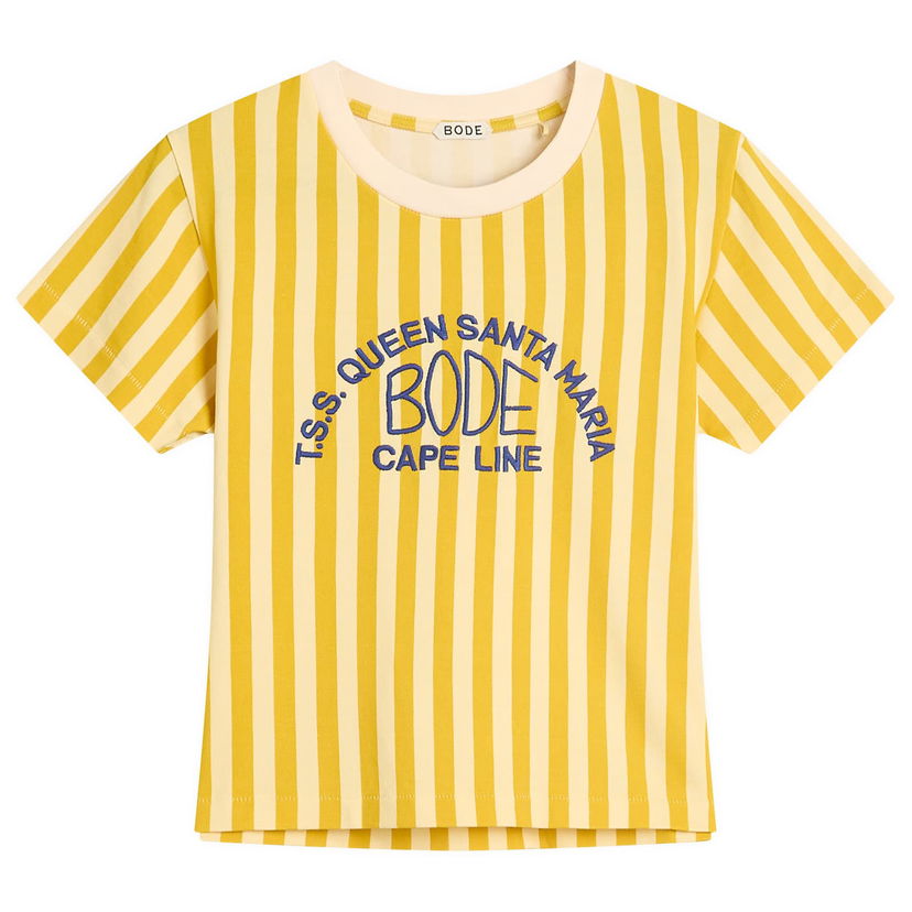 Majica kratkih rukava Bode Bode Striped T-Shirt with Logo Print Žuta | WRS25CS023-YLMLT