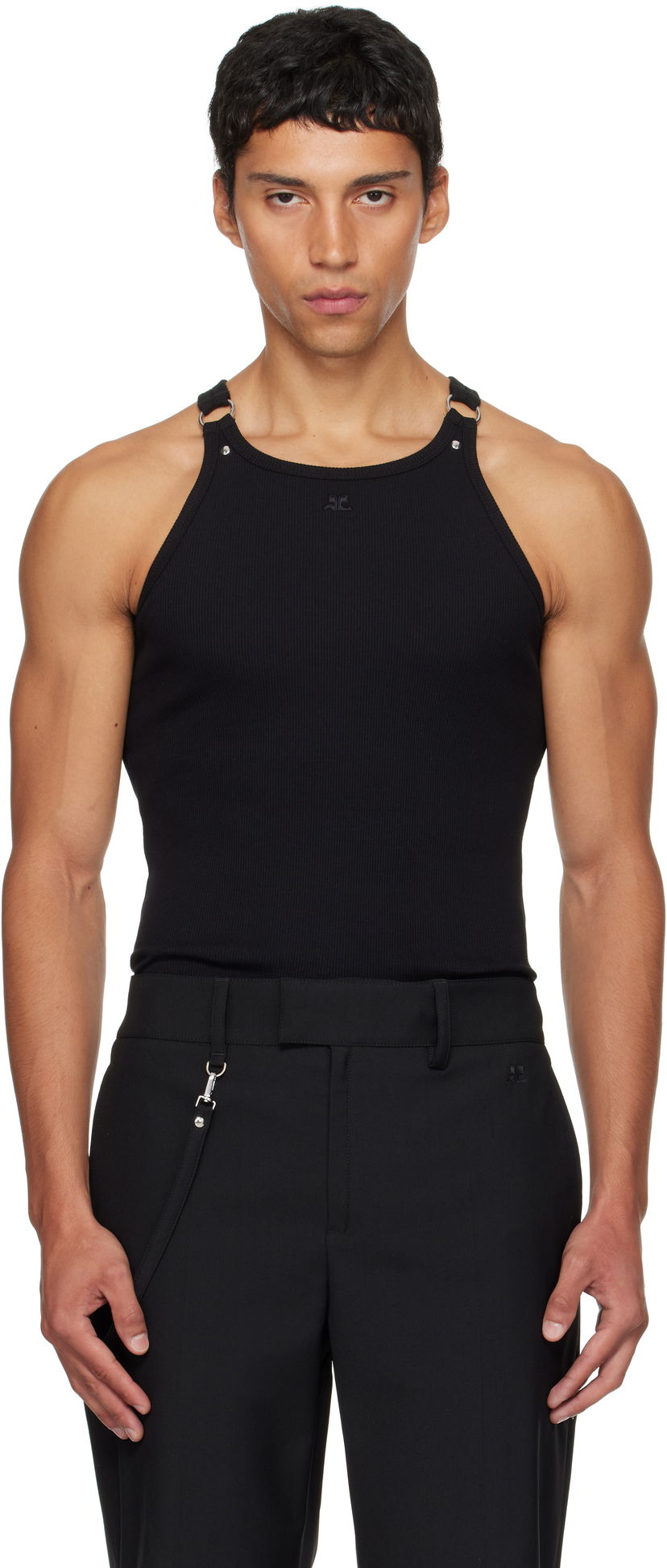 Majica bez rukava Courrèges Courrèges Buckle 90's Rib Tank Top Crna | 325JDE139JS0194