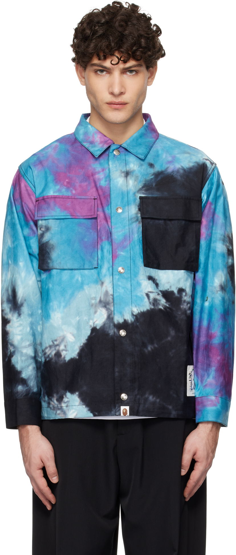 Košulja BAPE Tie Dye Relaxed Fit Shirt Plava | 001SHK801005M