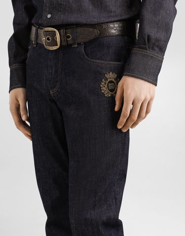 Jeans Dolce & Gabbana Slim-Fit Stretch Cotton Jeans With Patch Plava | GY07CZG8ME9S9001, 3