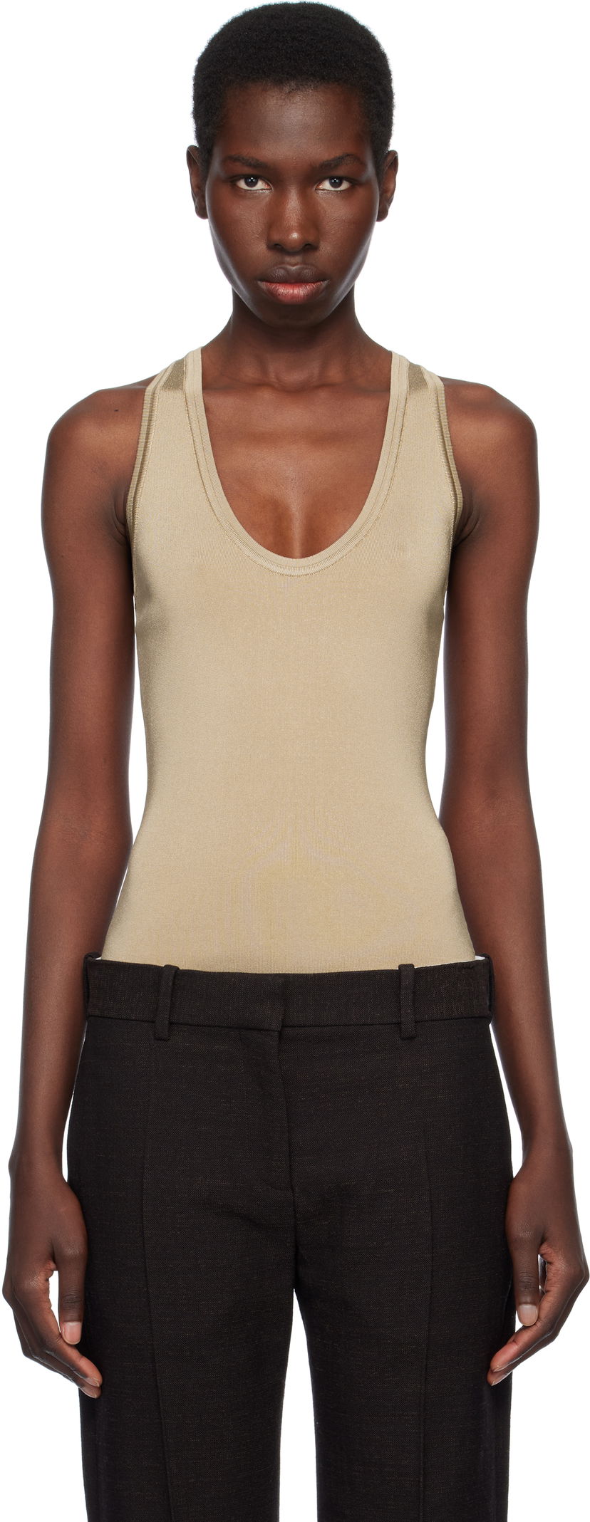 Majica bez rukava FERRAGAMO Ferragamo Knitted Bodysuit Bež | 783140