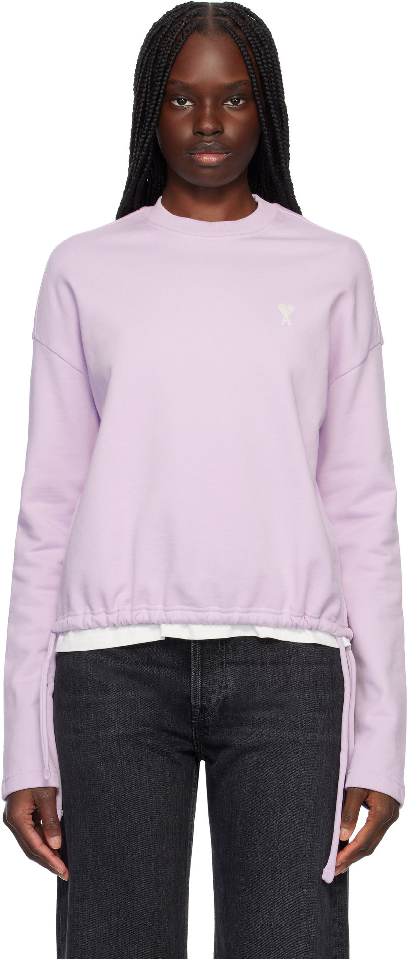 Džemper AMI AMI Paris Cotton De Coeur Drawstring Sweatshirt Ljubičasta | FSW060.730