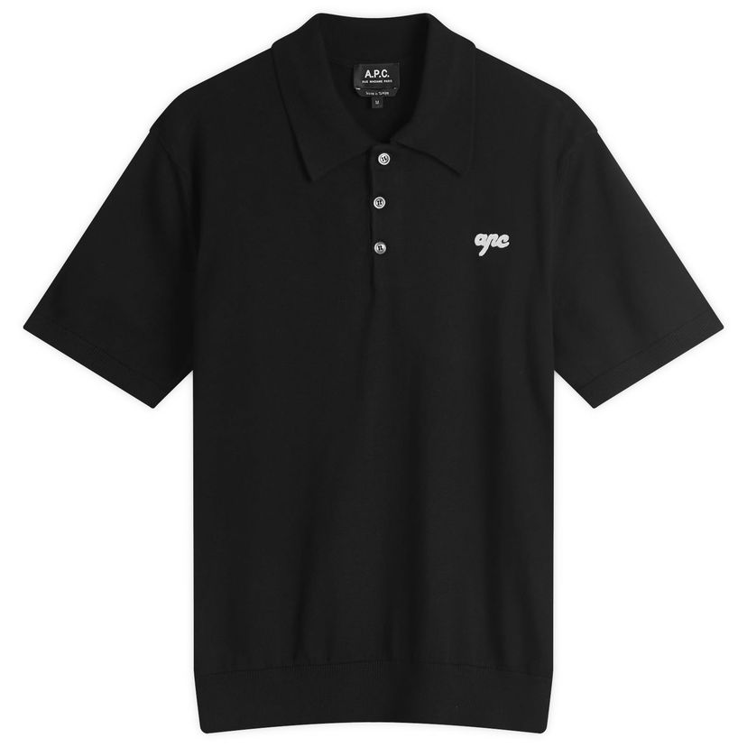 Polo majica A.P.C. Men's Gregorio Knitted Polo Crna | COGDK-H23393-LZZ