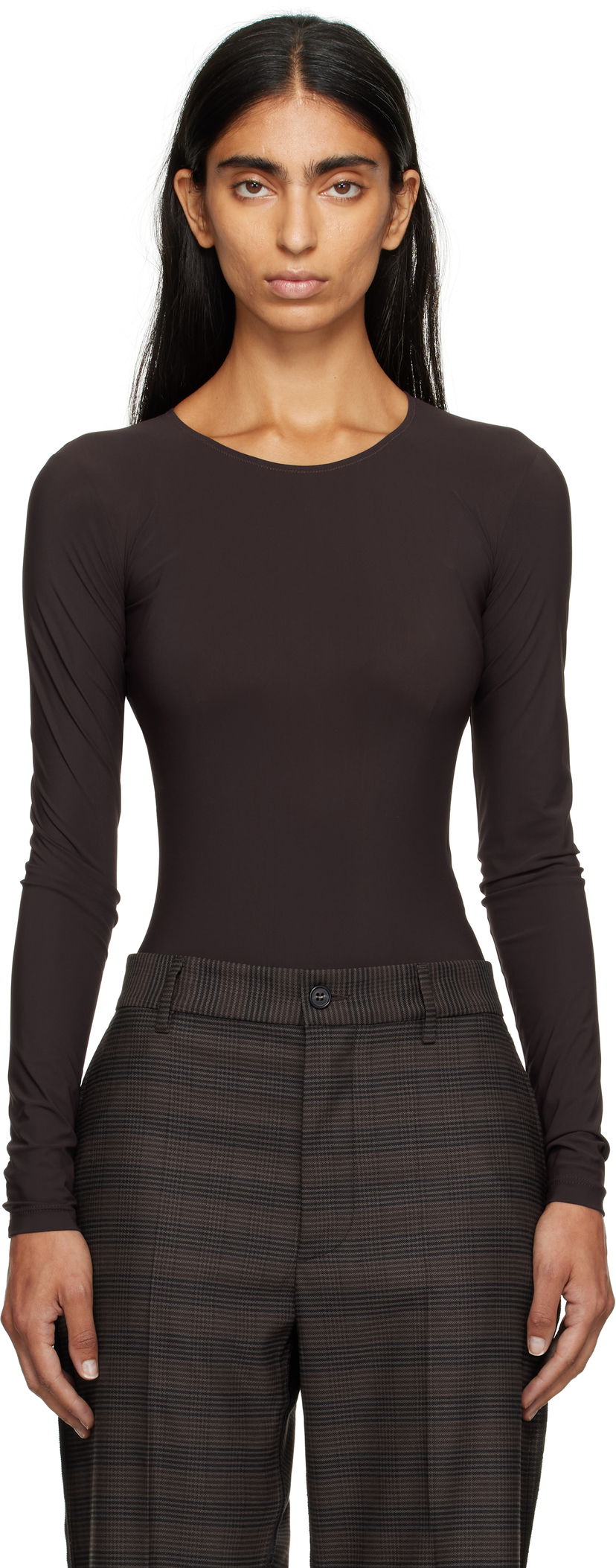 Body Maison Margiela MM6 Maison Margiela Jersey Bodysuit Smeđa | S62NA0085 S20518