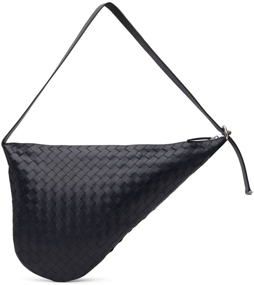 Torba za rame Bottega Veneta Bottega Veneta Virgule Intrecciato Leather Shoulder Bag Tamnoplava | 743574V2HL1