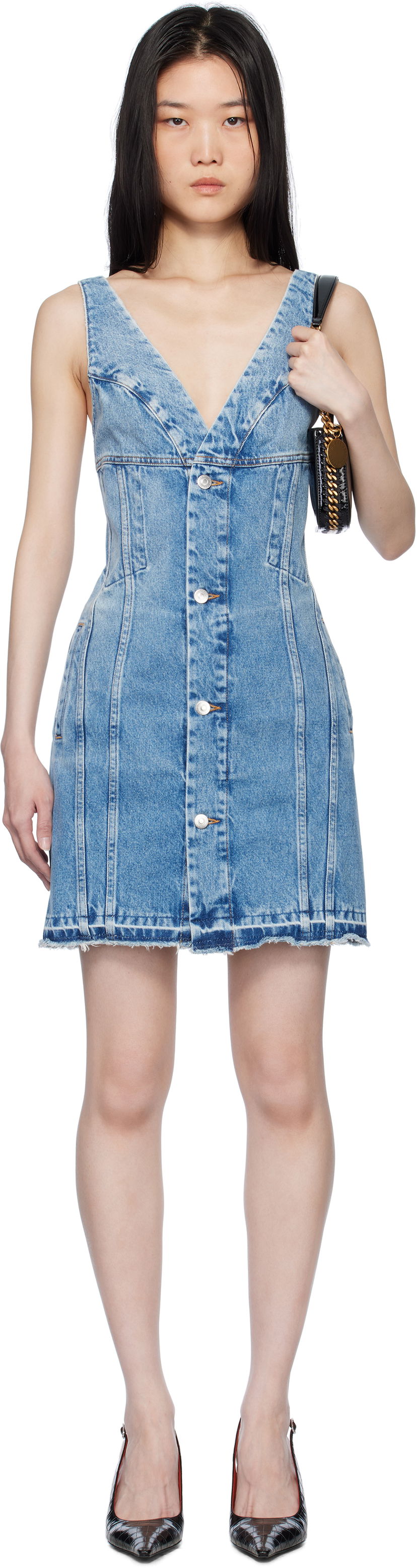 Haljina Stella McCartney Stella McCartney Vintage Wash Denim Minidress Plava | 6D03553SQH05