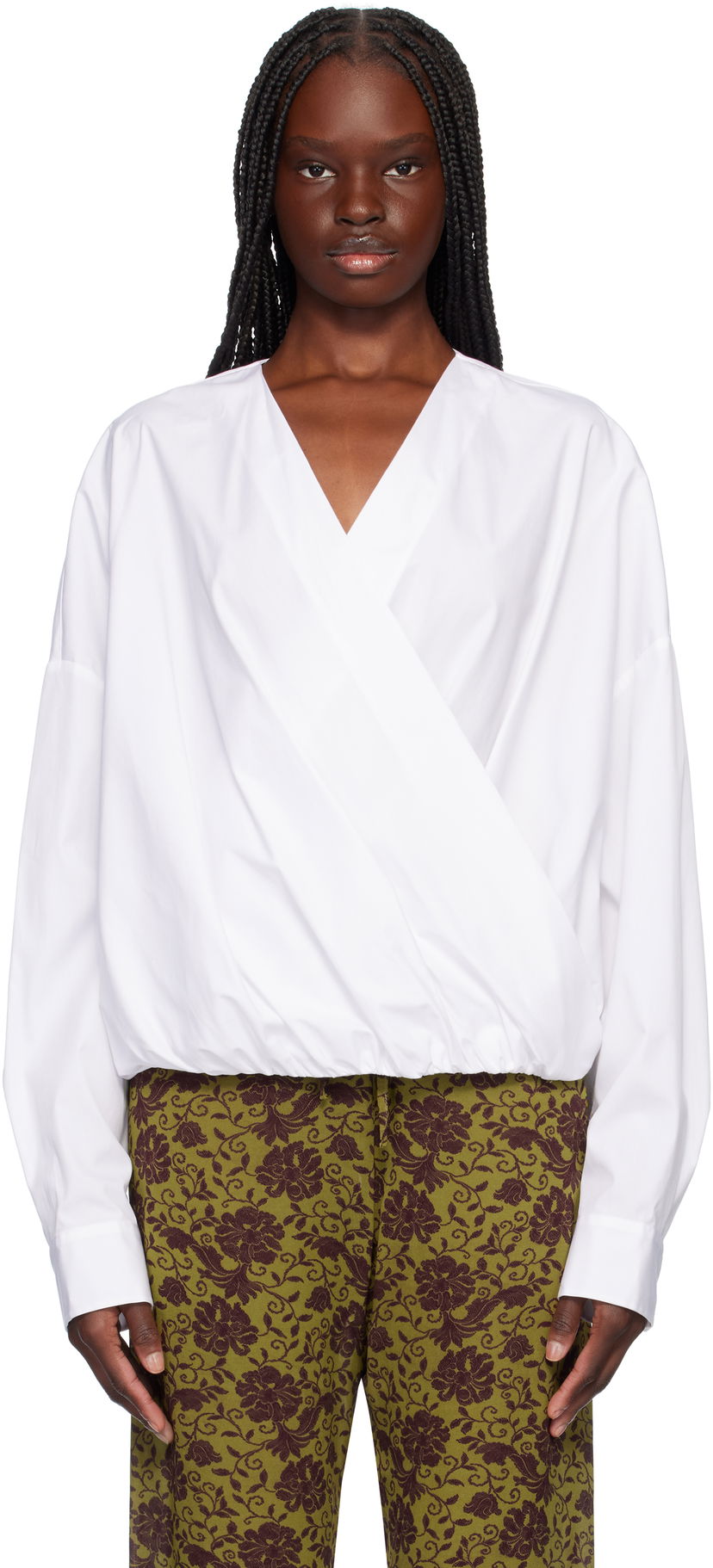 Košulja Dries Van Noten Dries Van Noten Twisted V-Neck Blouse Bijela | 251-010715-1466