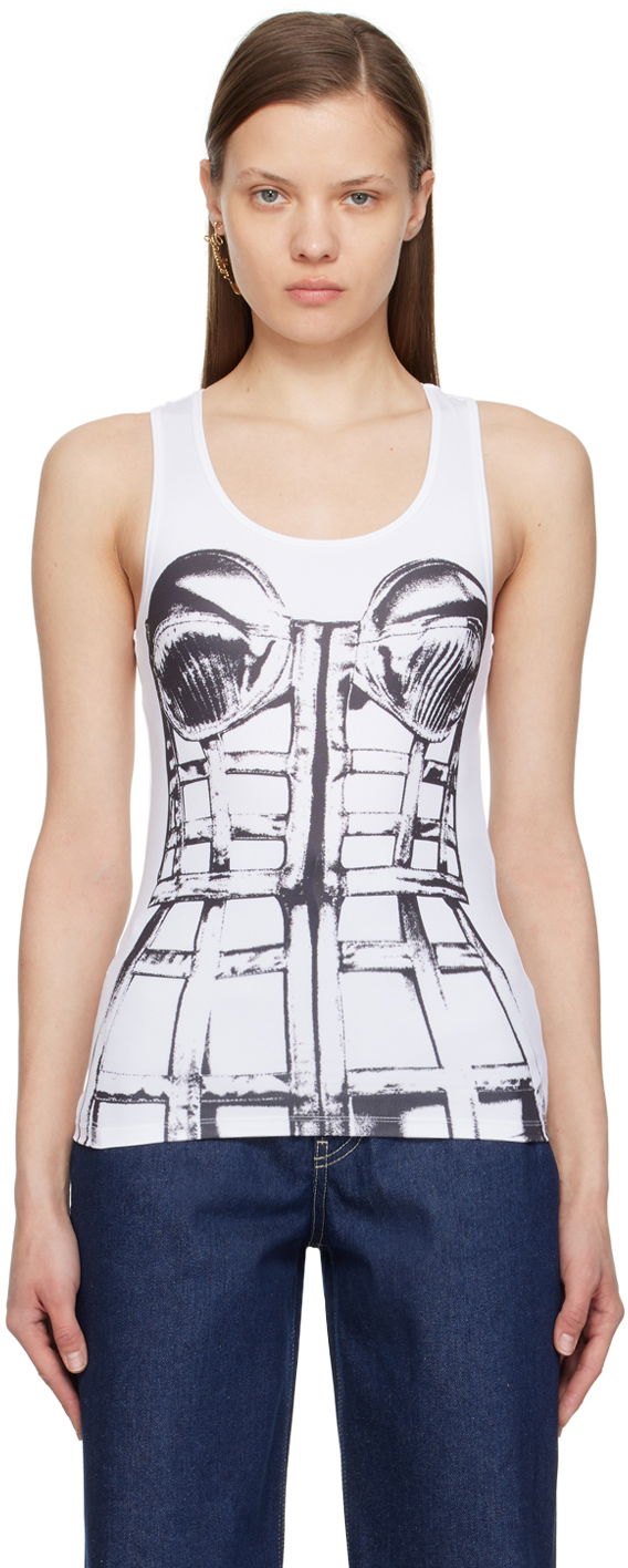 Majica bez rukava Jean Paul Gaultier Jean Paul Gaultier Trompe L'oeil Graphic Tank Top Bijela | 24/25-F-TO185-J550-0100