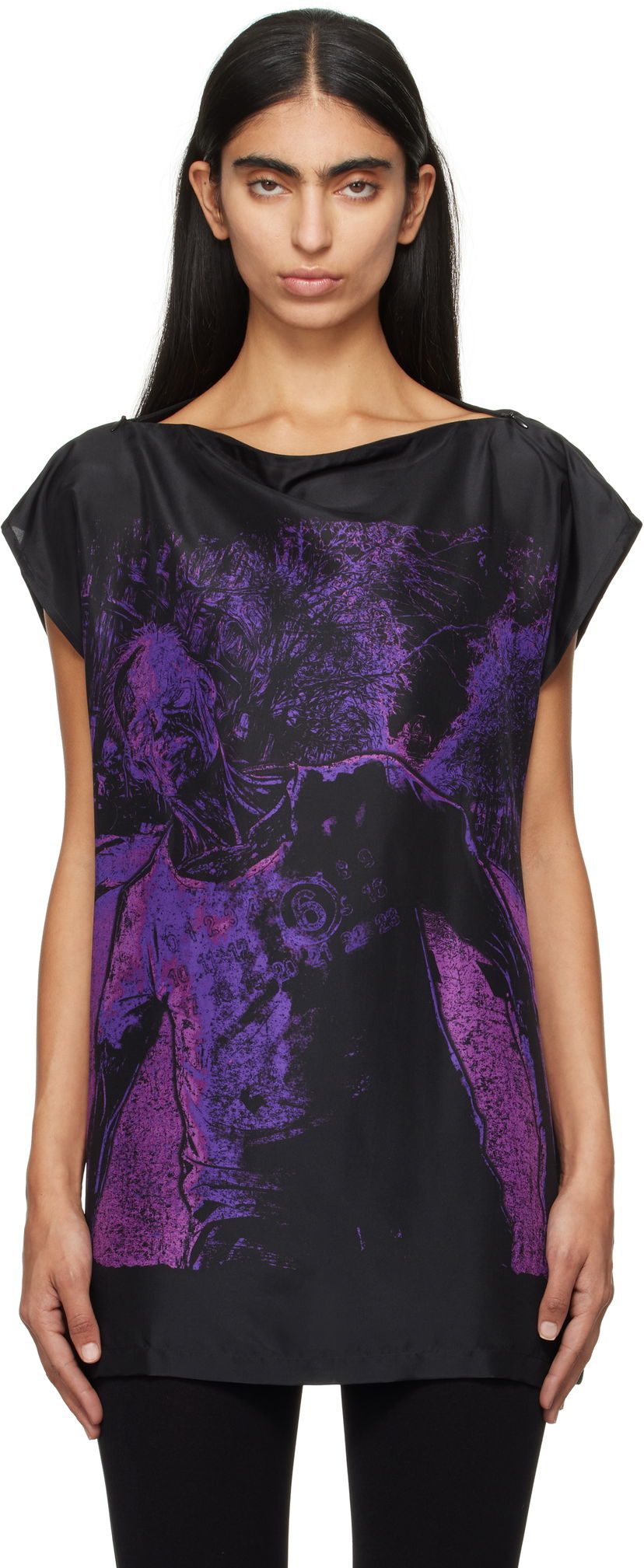 Majica kratkih rukava Maison Margiela Printed Blouse Crna | S62NC0165 M35246