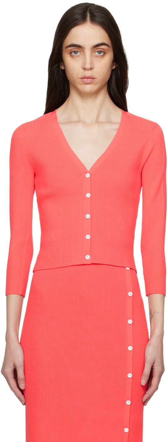 Džemper rag & bone rag & bone Asher Ribbed Knit Cardigan Crvena | WAS23S025YL25