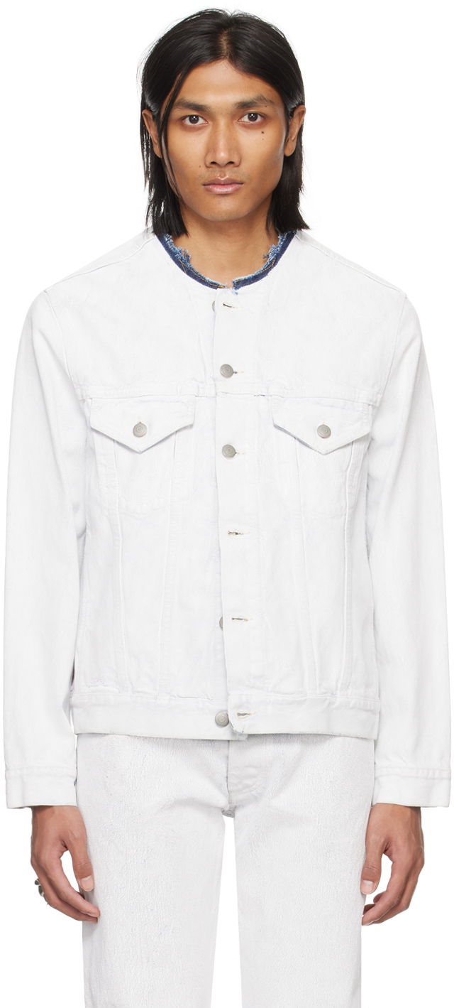 Jakna Maison Margiela Collarless Denim Jacket Bijela | SI1AM0007 S30561