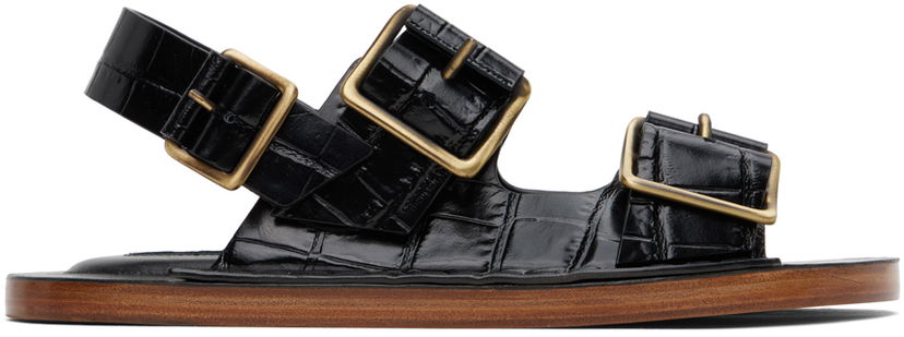 Tenisice i cipele Jil Sander Jil Sander Croc-Embossed Leather Slingback Sandals Crna | J15WP0053_P4392