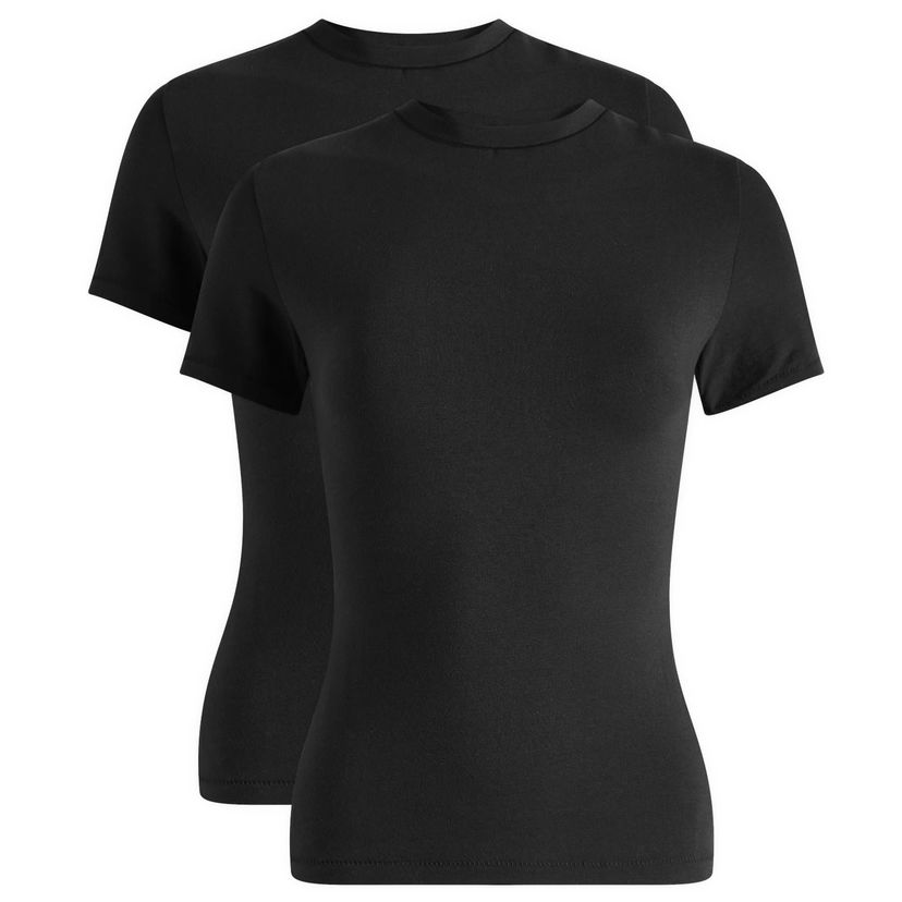 Majica kratkih rukava SKIMS 2 Pack Cotton Jersey T-Shirts Crna | SS-STT-7240W-SOOT