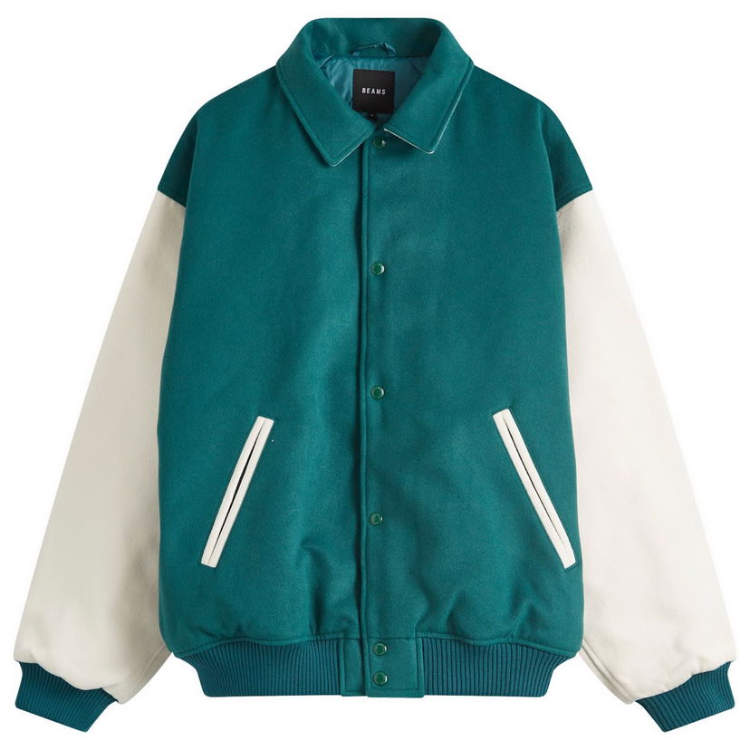 Bomber jakna BEAMS Fleece Stadium Coach Jacket Zelena | 1118-1855-147-65