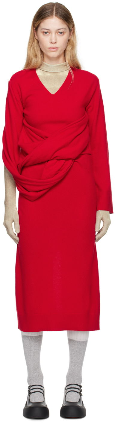 Haljina JW Anderson Red Front Drape Maxi Dress Crvena | KW1219-YN0264