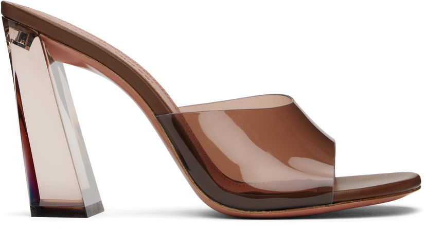 Tenisice i cipele Amina Muaddi Brigitte Glass Heeled Sandals Smeđa | BRIGITTE GLASS SLIPPER PVC