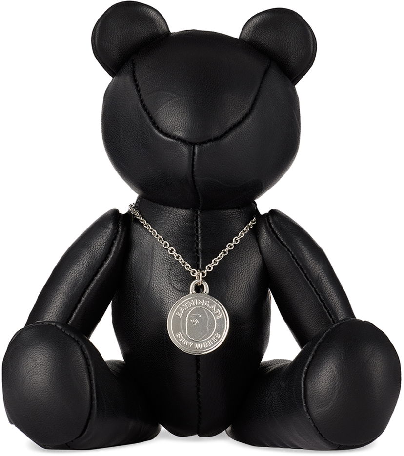 Flexstyle BAPE BAPE Black Solid Camo Leather Bear Plush Toy Crna | 001FGK301002M