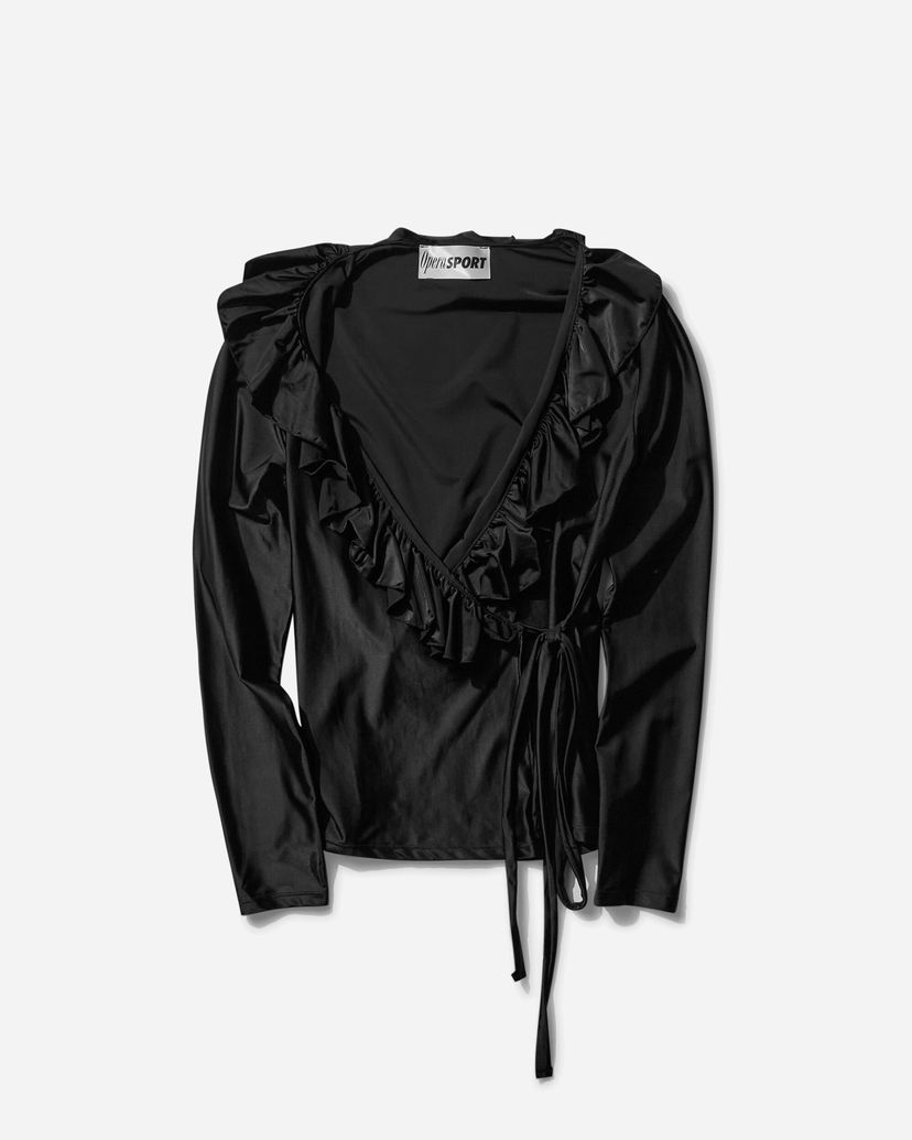 Košulja OpéraSPORT Daphne Ruffle Wrap Top Crna | SS25-A45 BLK