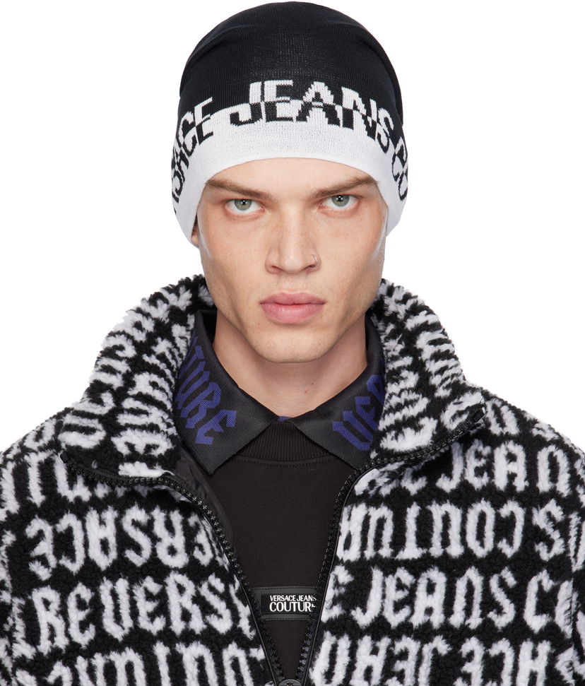 Kapica Versace Cut Logo Beanie Crna | E77GAZK57_EZG315