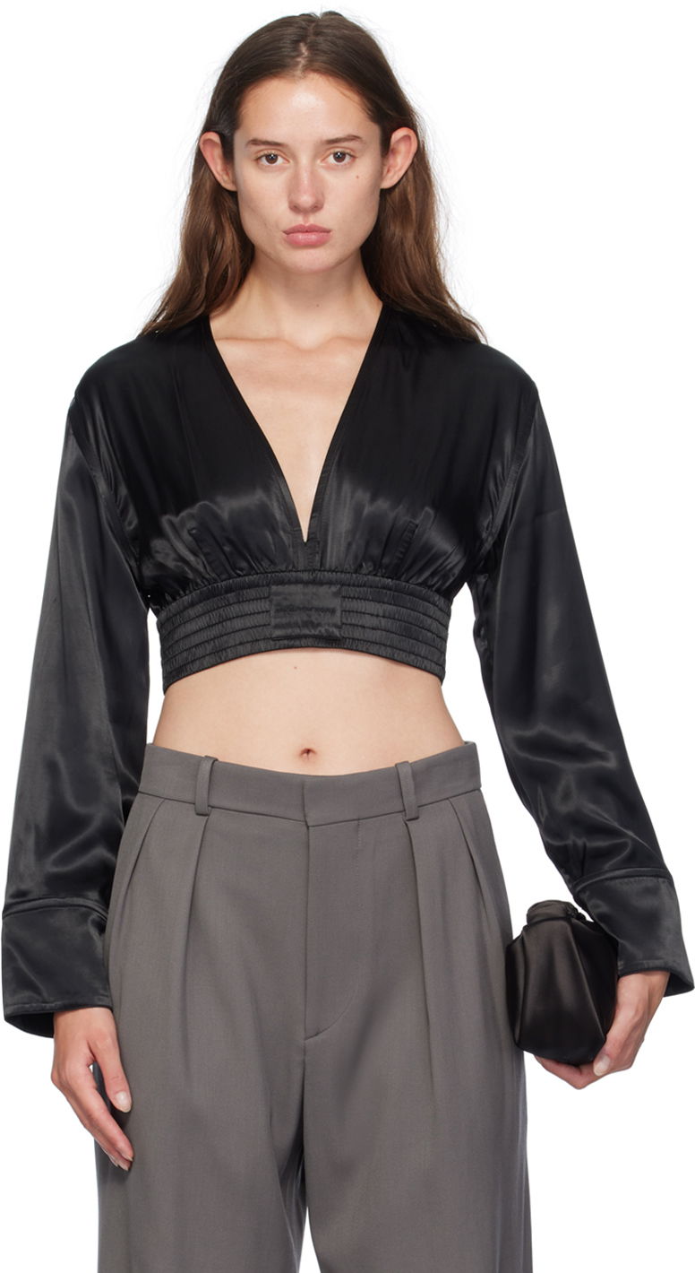 Crop top Alexander Wang Cropped Blouse Crna | 1WC3241932