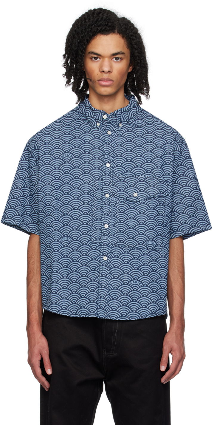 Košulja KENZO Paris Seigaiha Denim Shirt Plava | FE55DC1016L1