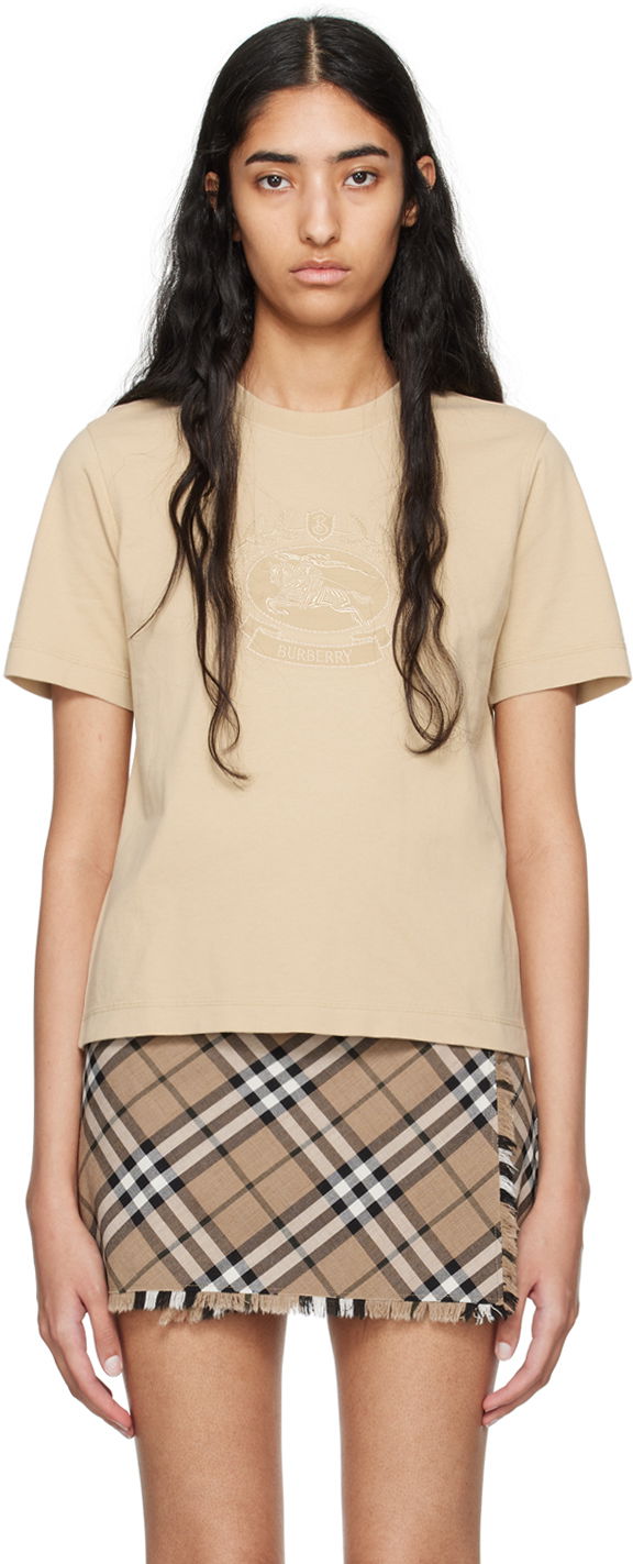 Majica kratkih rukava Burberry EKD Embroidered Logo T-Shirt Bež | 8093654