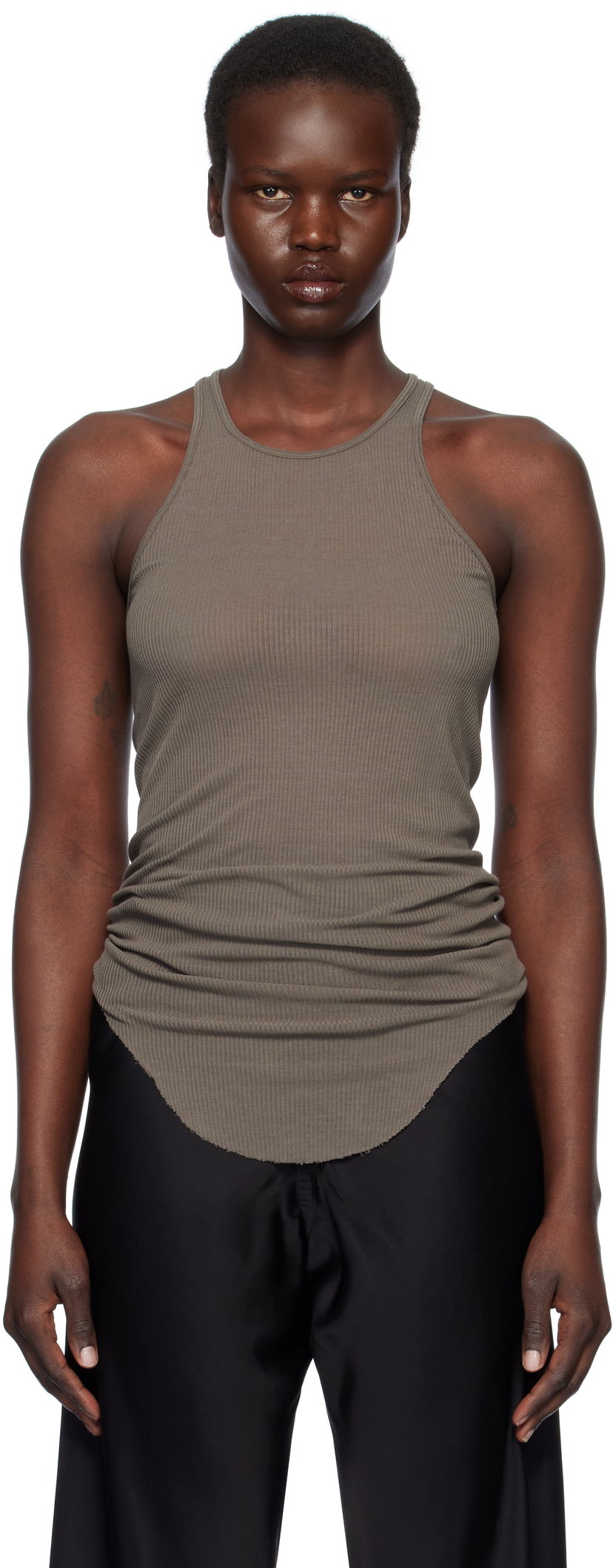 Majica bez rukava Rick Owens Rick Owens Hollywood Basic Rib Tank Top Smeđa | RP01E7101 RC