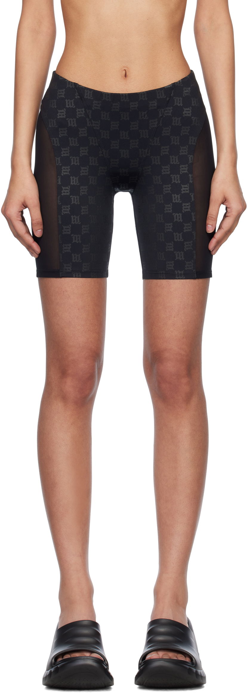 Kratke hlače MISBHV MISBHV Monogram Mesh Panel Bike Shorts Crna | 250W355