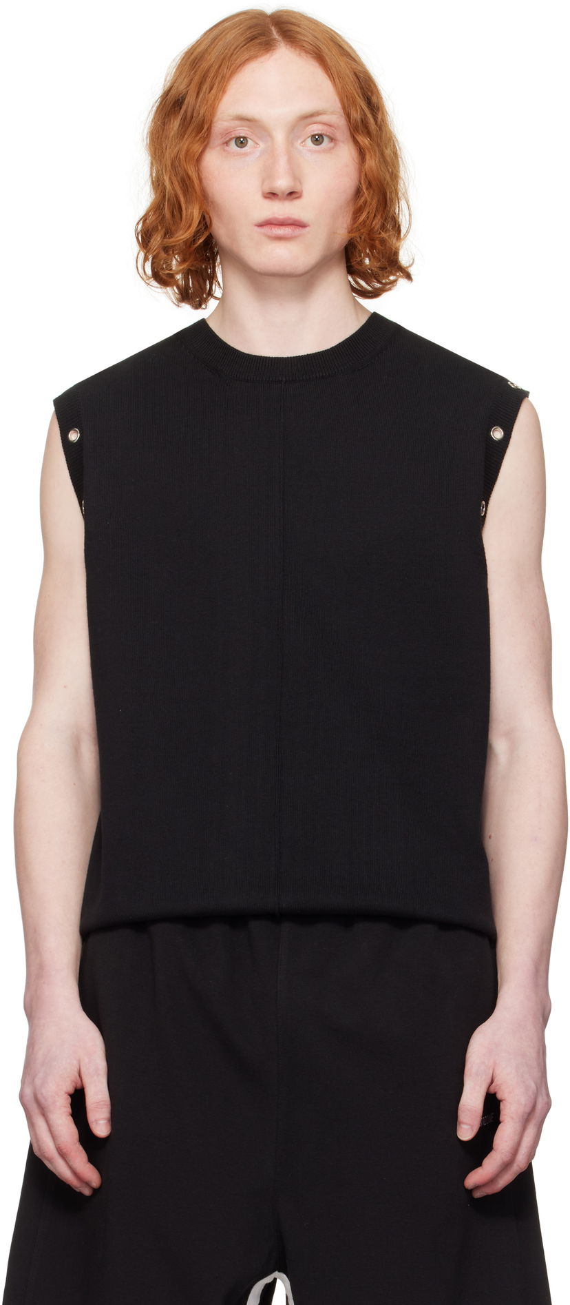 Majica bez rukava We11done We11done Eyelet Knit Vest Crna | WD-KV0-25-677-M-BK