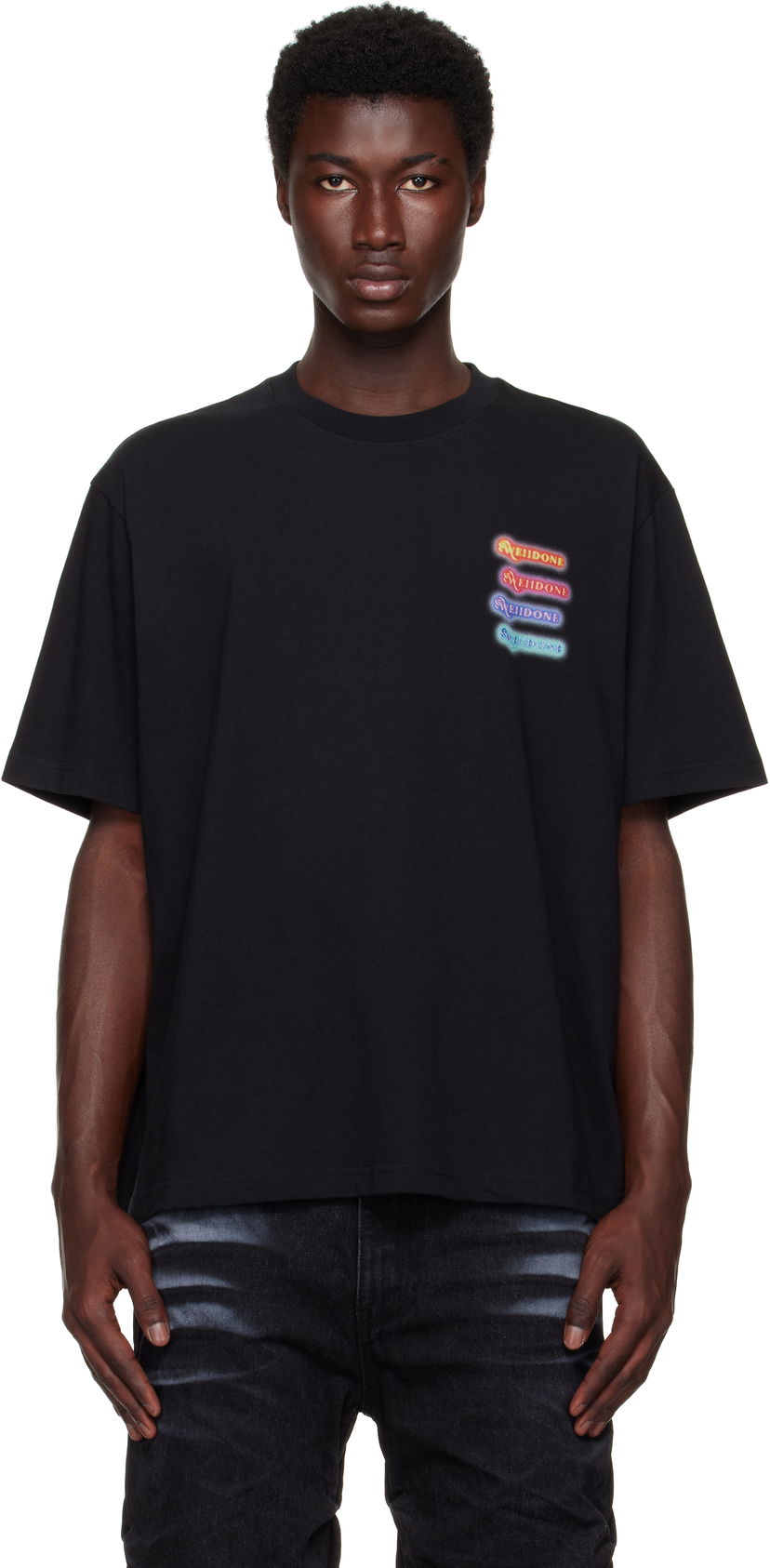 Majica kratkih rukava We11done We11done Neon Logo Short Sleeved T-Shirt Crna | WD-TT2-25-752-U-BK