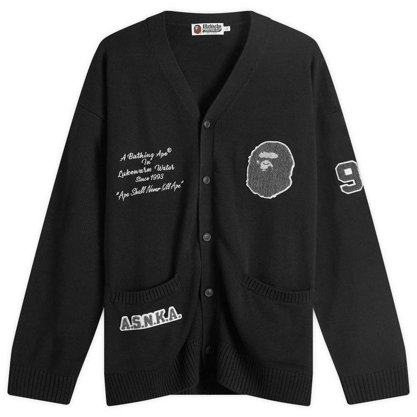 Džemper BAPE A Bathing Ape BAPE Knitted Cardigan Crna | 001KNK301001M-BLK