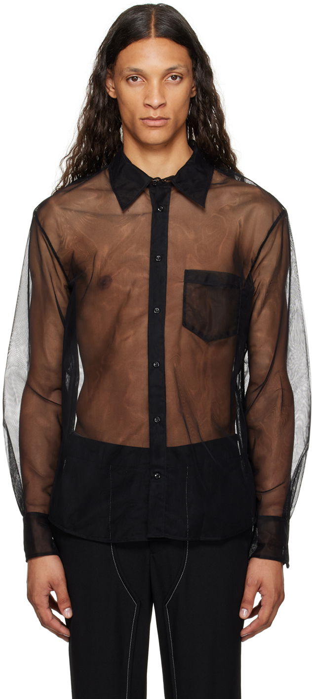 Košulja Simone Rocha Simone Rocha Sheer Shirt Crna | 5289 0069