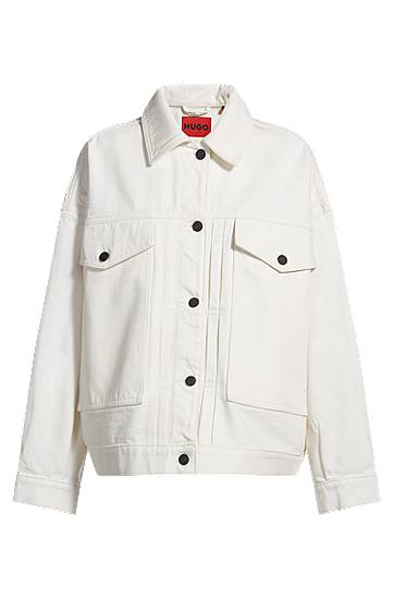 Jakna BOSS HUGO Oversized Rigid Denim Jacket Bijela | 50535349