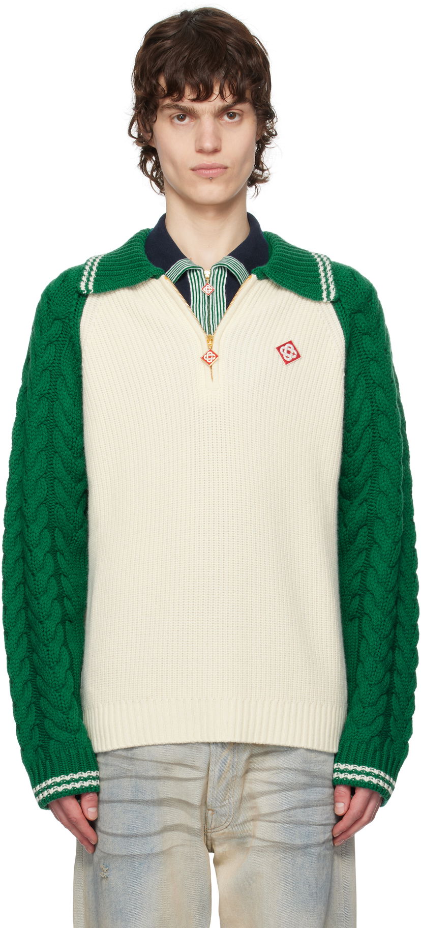 Džemper Casablanca Casablanca Cable Knit Cashmere Sweater Bijela | MPS25-KW-820-01