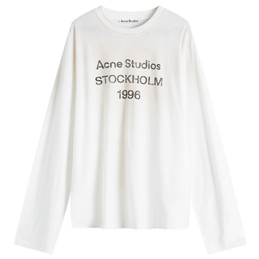 Majica kratkih rukava Acne Studios Edden 1996 Logo Long Sleeve Bijela | CL0197-DC6