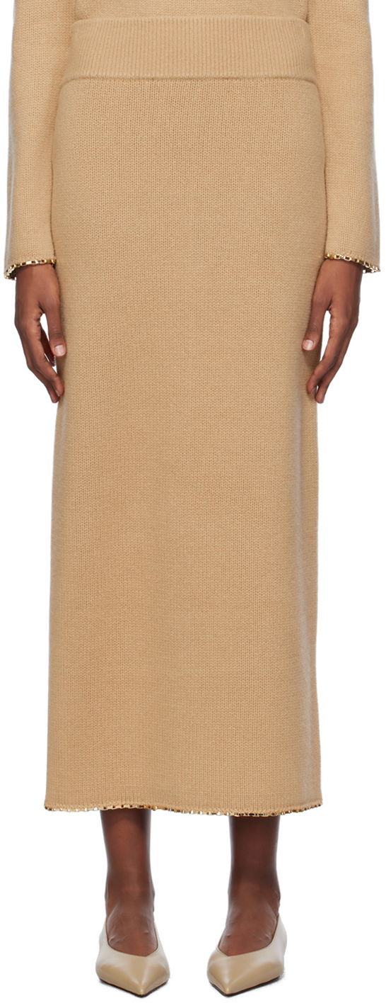 Suknja TOTEME TOTEME Chain-Edge Maxi Skirt Bež | 241-WRB1074-YA0004