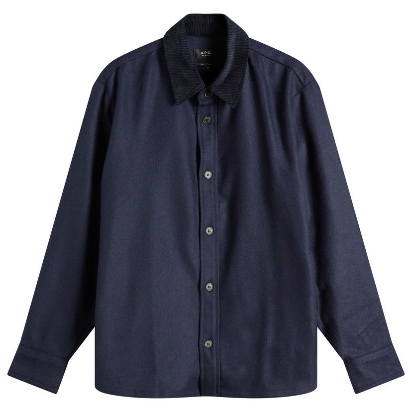 Košulja A.P.C. Bernado Wool Overshirt, Size Small Tamnoplava | WVBCV-H32030-PIA