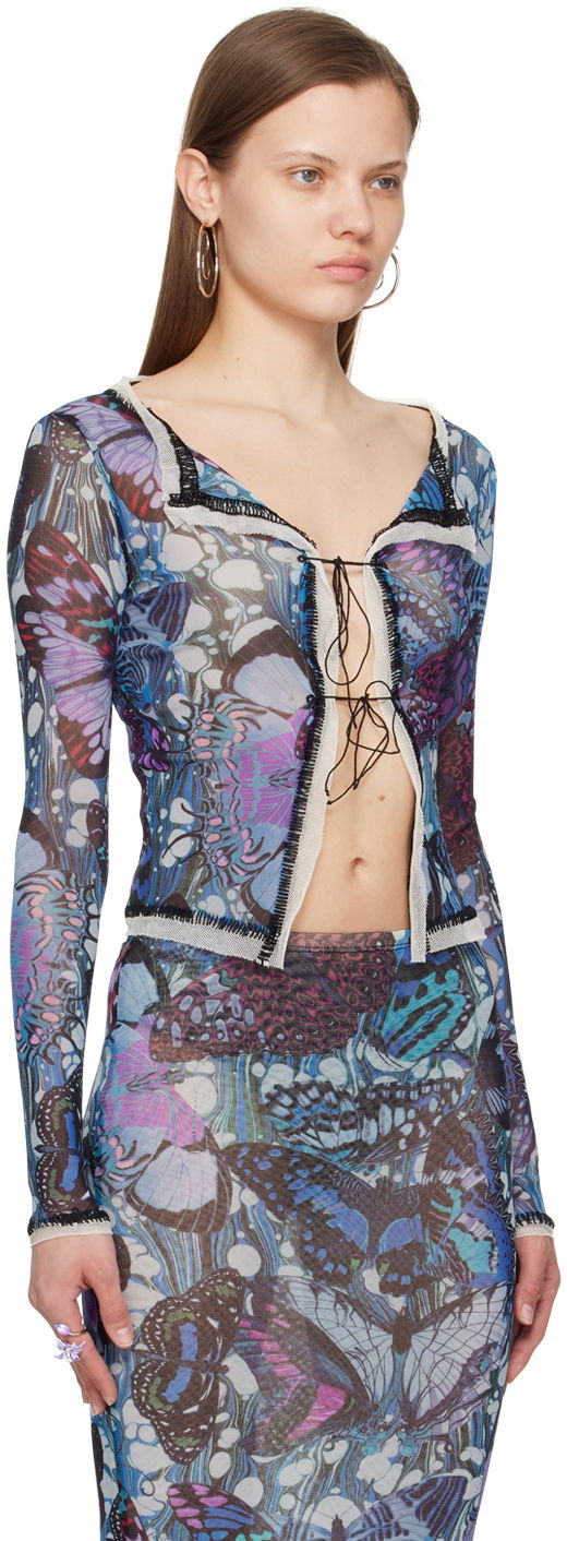 Majica bez rukava Jean Paul Gaultier Gaultier Butterfly Print Tie Cardigan Plava | 24/25-F-CD006-T545-5090, 1