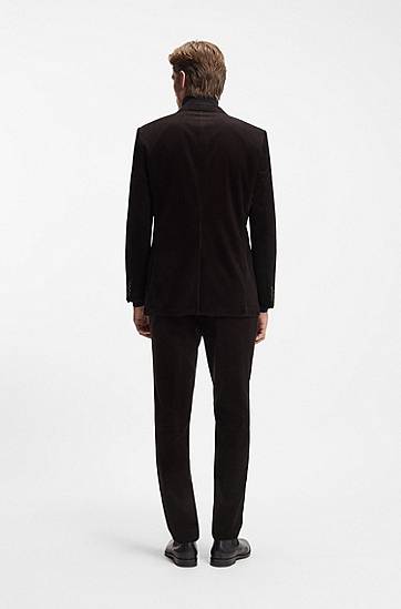 Hlače BOSS BECKHAM x pleat-front corduroy trousers Crna | 50557921, 1