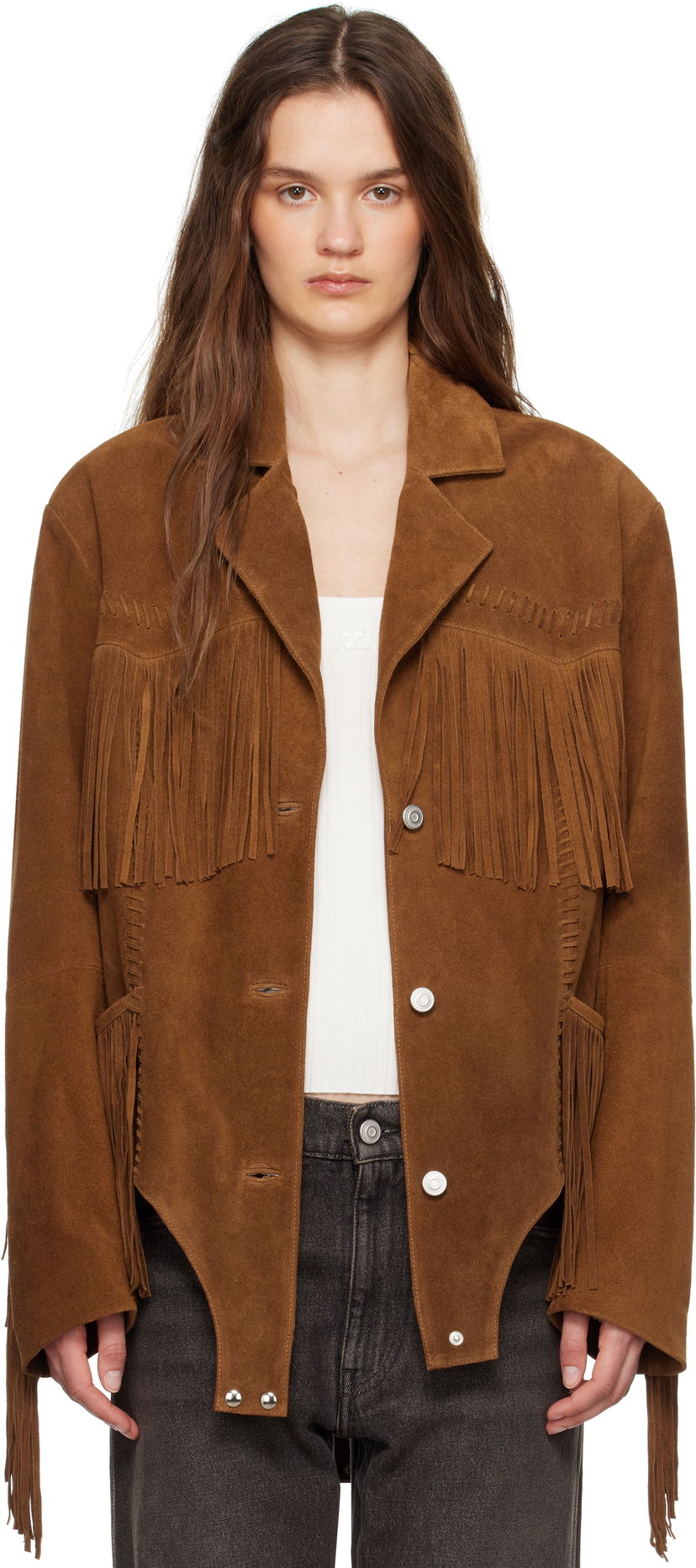 Jakna Coperni Coperni Fringed Suede Jacket Smeđa | COPOW37F6036