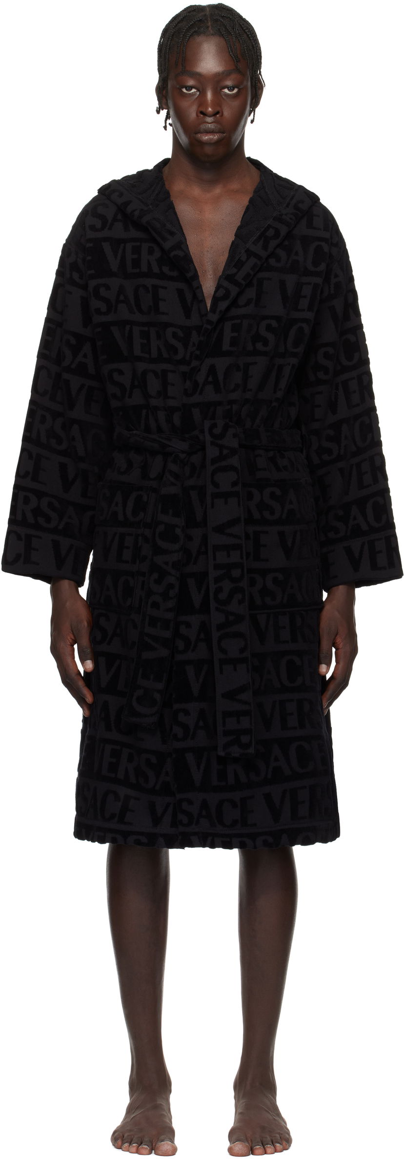 Pidžama Versace Versace 'Versace' Allover Bathrobe Crna | 1010660_1A07545
