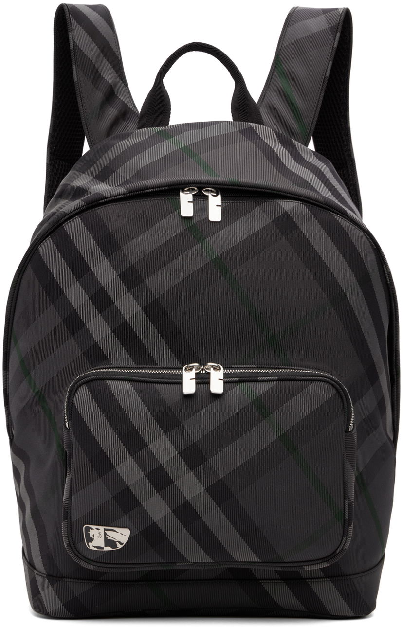 Ruksak Burberry Burberry Grid Print Backpack Crna | 8097347