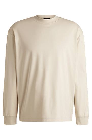 Džemper BOSS Relaxed Fit Mercerized Cotton Long Sleeve T-Shirt Bež | 50531331